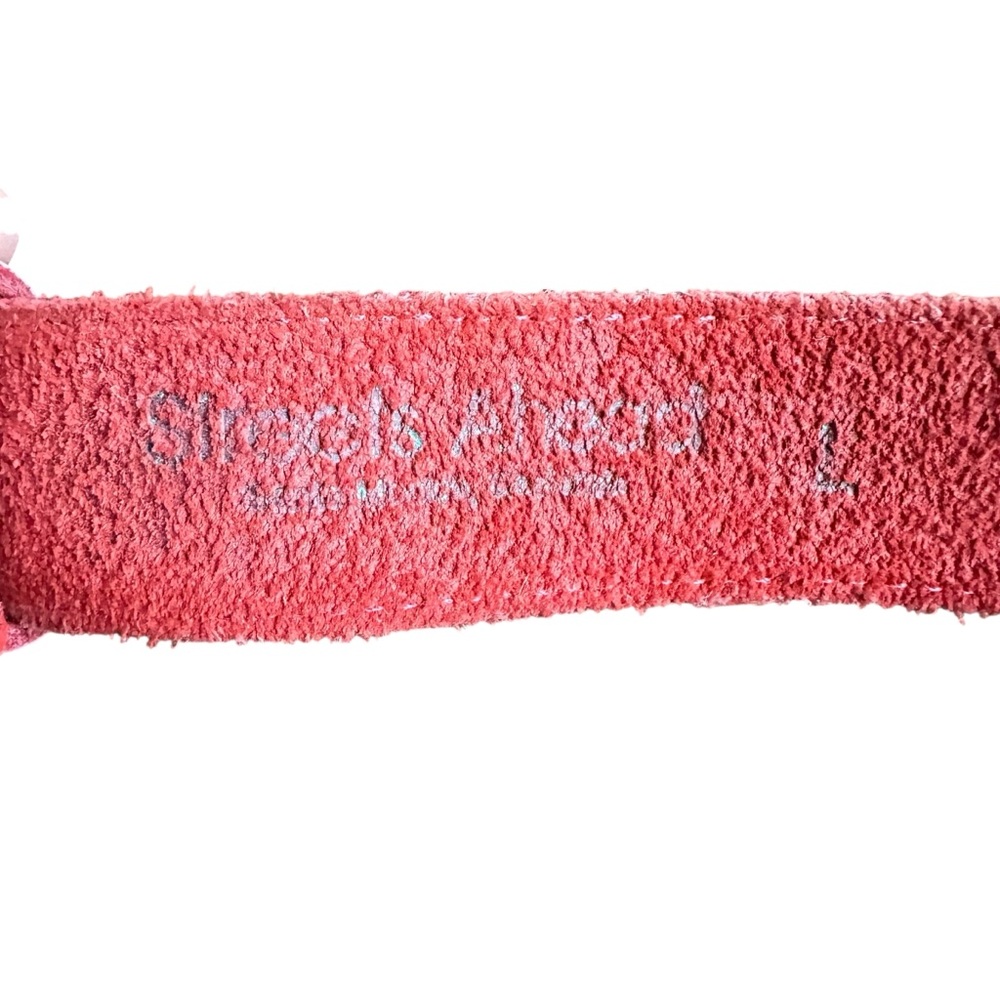 Streets Ahead Red Leather Silver Concho Belt Sz L - Picture 7 of 10